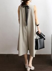 4color レディース オールインワン サロペット パンツ 膝丈 ノースリーブ ラウンドネック バ 4,504円