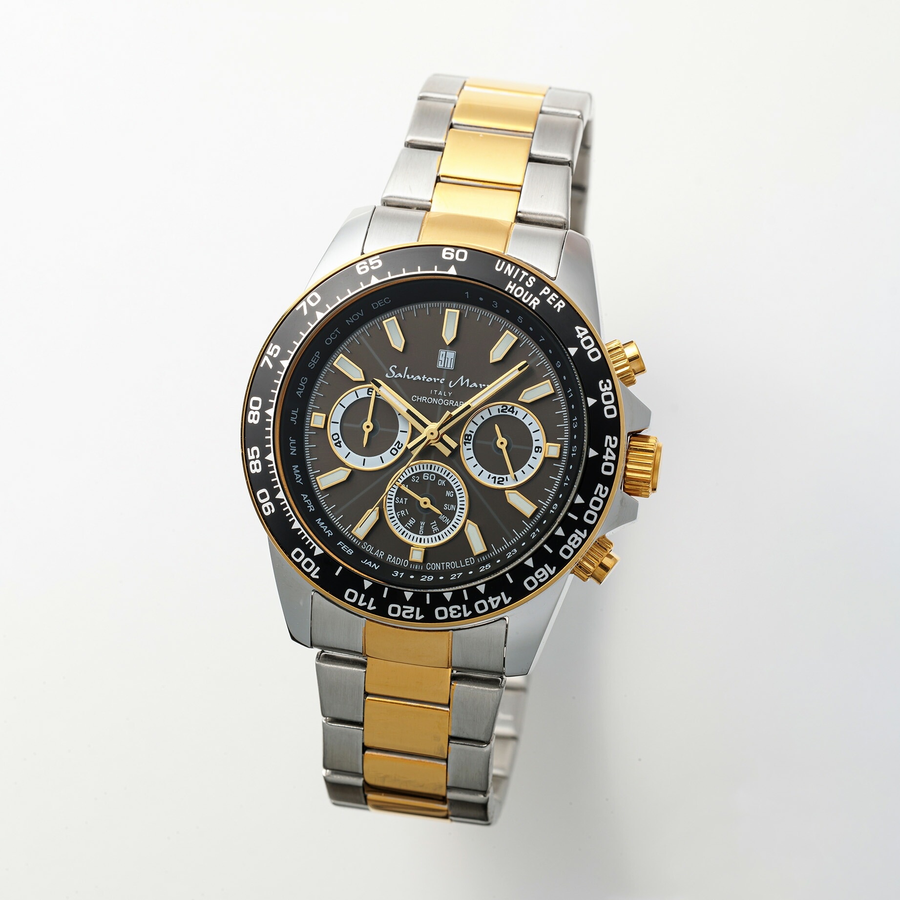 Salvatore Marra サルバトーレマーラ腕時計　電波ソーラークロノグラフウォッチ SM24108-SSBKGD