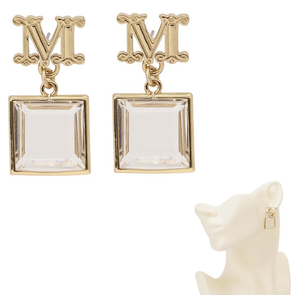 ピアス 47560929600 001 EARRY04 Mロゴモチーフ メタル クリスタル ビジュー スタッド ゴールド TRASPARENTE レディース アクセサリー