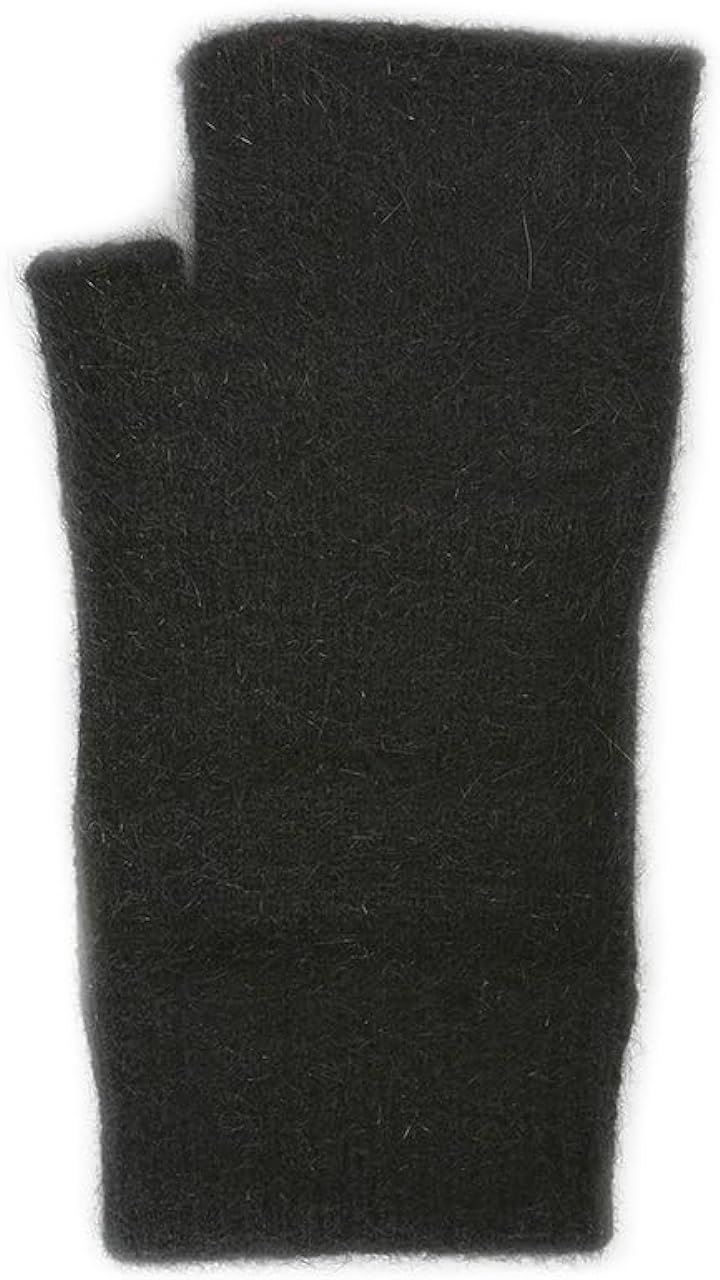 ポッサムメリノハンドウォーマー ウール手袋 ウールミトン 指空き手袋 タッチパネル対応 防寒 保温 冷え対策(ブラック, Free Size)