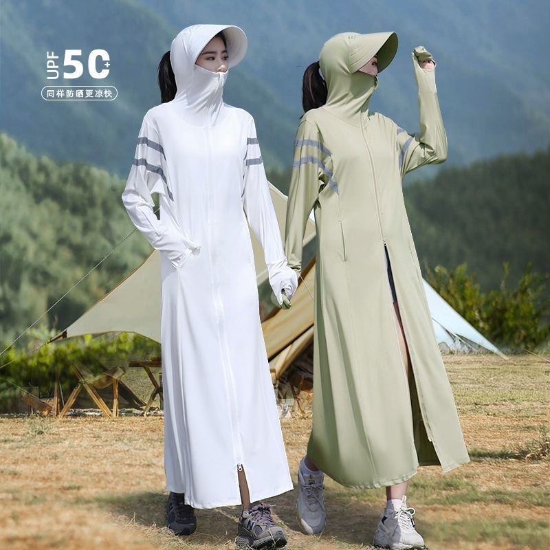 紫外線防止機能付き夏の女性用ロング日焼け止め服 2025 新しいスタイルのアイスシルク大きなつば超薄型通気性全身日焼け止め服 4,937円