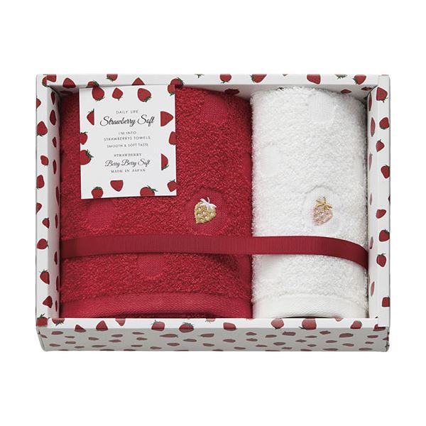 [5セット] ストロベリーソフト フェイスタオル＆ウォッシュタオル C5062059X5