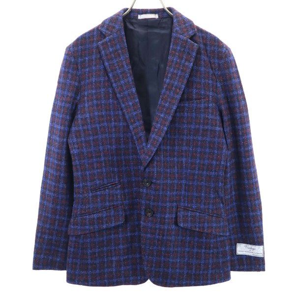 未使用 チェック柄 テーラードジャケット S 青系 メンズ