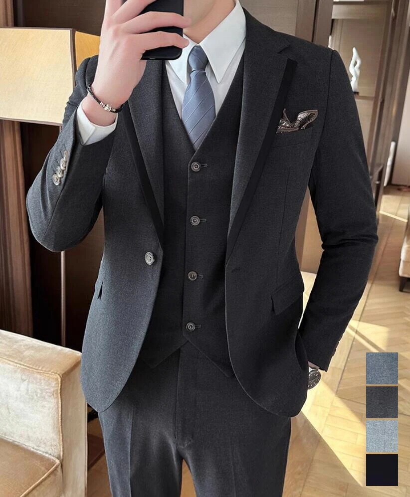 [3日出荷 最安値]『目玉新商品』シングルスーツ ビジネススーツ メンズ 紳士服 フォーマルスーツ メンズスーツ 卒業 成人式スーツ 2点/3点セット ジャケット+パンツ+ベスト スリーピース 通勤