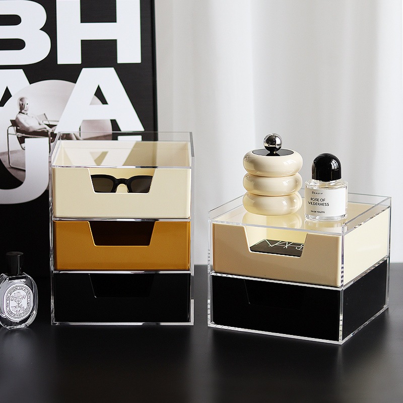 アクリル混合色引き出し式化粧品防塵オフィスデスク文具収納ボックス多層アクリル収納ボックス