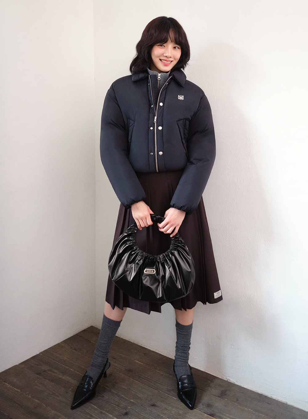 【SATUR】 (W) LECCE DUCK DOWN PADDING : PALETTE BLACK