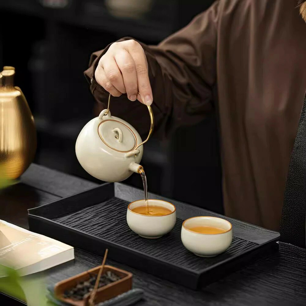 バッグ付き ティーセット 茶具セット 湯呑みセット 陶磁茶具 功夫茶 エレガント おしゃれ 陶器 茶道 茶入れ ヴィンテージ 緑茶 工芸茶 プレゼント 家庭用 ギフトセット 登山 車載 工芸茶 親子用
