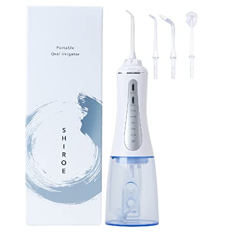 口腔洗浄器 SHIROE ジェットウォッシャー ウォーターピック 口腔洗浄機 ウォーターフロス USB充電式 350ml 5段階 調節可能 IPX7防水 歯間ジェット洗浄 (本体)