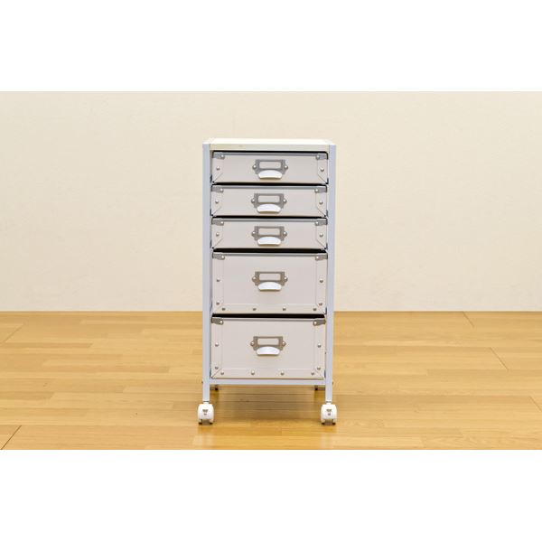 収納チェスト （収納ケース/多段チェスト） ホワイト [5段] 幅38cm キャスター付き 硬質パル