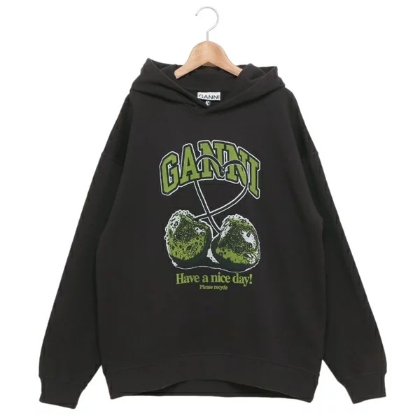 パーカー フーディー チェリー さくらんぼ ブラック レディース T4285 252