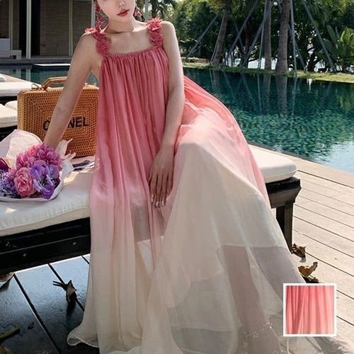 リゾートワンピース リゾートワンピ ロング マキシ丈 沖縄 ハワイ グアム 韓国 ファッション レディース 春 夏 パーティー お取り寄せ PTXP458 お呼ばれ オルチャン コーデ セクシー 2