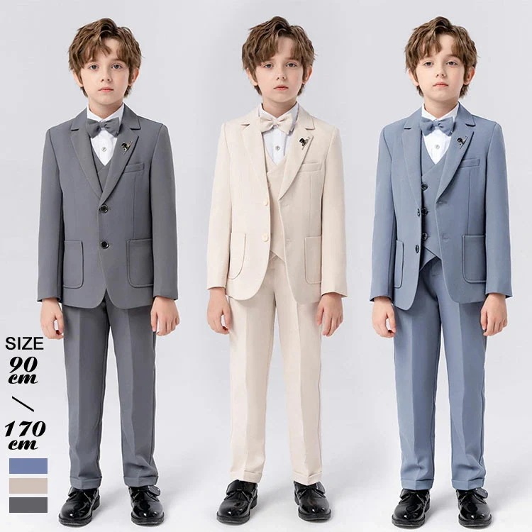 【急速出荷!】6点セット 子供服 フォーマル スーツ 男の子 子供 スーツ 男の子 グレー ブルー ベージュ フォーマルスーツ 男の子 キッズ 子供スーツ 男の子 上下セット 入学式 卒業式 入園式