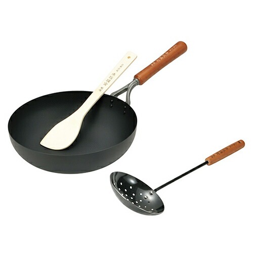 赤坂璃宮厳選 いため鍋28cm 竹べらスキンマー付