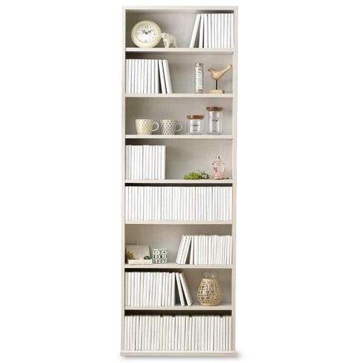 本棚 大容量 スリム 幅約59.8×奥行約23×高さ約180CM 8段 棚板可動 オープンラック 組立品 オフホワイト CORK-1860