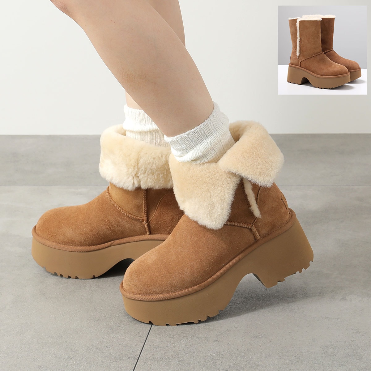 UGG アグ ショートブーツ Esmee Boot エスミー 1171533 レディース ボア 厚底 ツインフェイスシープスキン シューズ 靴 CHE/Chestnut