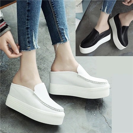 【激安開催！】サンダル 厚底 かかとなし シューズ スニーカー ローファー スリッポン 靴ひもなし 美脚 歩きやすい サンダル風 レディース 白 ホワイト 黒 ブラック 21.5~24.5 di597