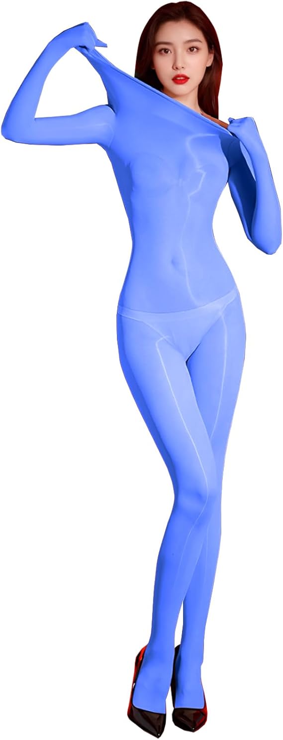 [LESOYA] シームレス 五指 ボディストッキング 透け感 ストレッチ 長袖 全身