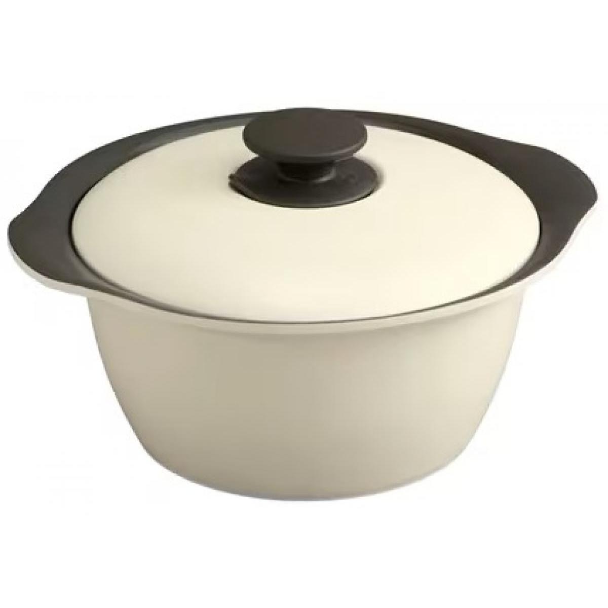 アイリスオーヤマ 無加水鍋 24cm MKS-24 ディープアイボリー　両手鍋 ふた付き ガス・IH対応 オーブン可