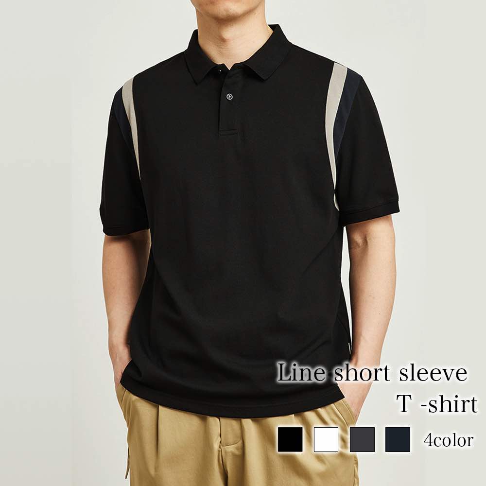 ポロシャツ メンズ ライン半袖Tシャツ 白 大きいサイズ ゴルフウェア 着こなし 襟付き 七分袖 薄手 ゴルフ ビジネス ウェア 涼しい スポーツ シニア 介護 ゆったり 綿 夏 コーデ 60代 おす