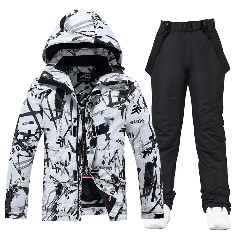 30新ファッションメンズと女性のアイス雪スーツ着用防水冬衣装スノーボード服スキージャケット + ストラップパンツ