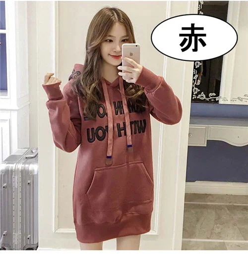 厚手 カジュアル 秋冬 ワンピース 大きめ シンプル 防寒 かわいい 長袖 裏起毛 ロングパーカー