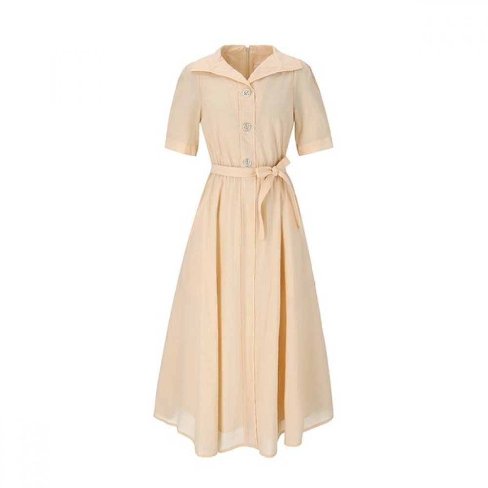 （フォレスト）シャツ型ウエストストラップフレアワンピース（OY4OPQ9）