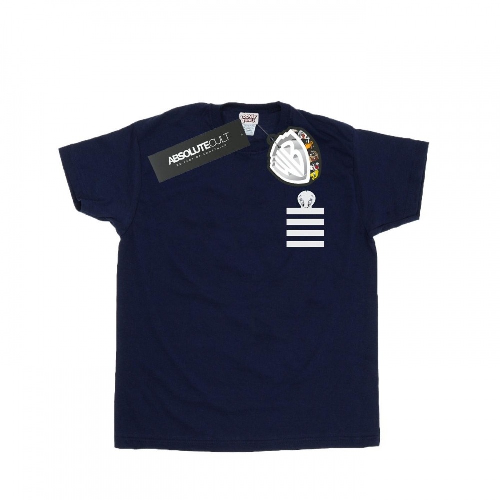 (英国より直送) ルーニーテューンズメンズトゥイーティーパイストライプフェイクポケット Tシャツ