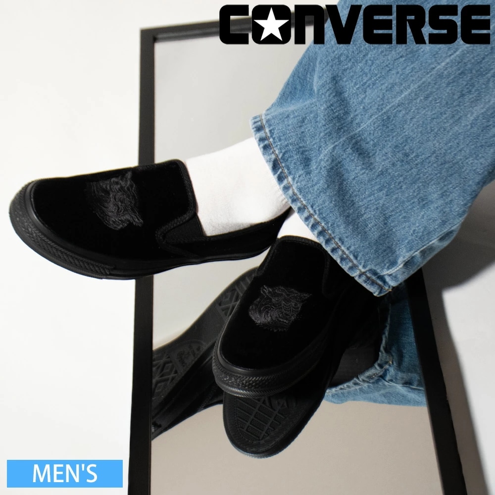 コンバース CONVERSE オールスター カンフー スリップオン メンズ スリッポン スニーカー カンフーシューズ ベルベット ブラックモノクローム 黒 ALL STAR 31318140