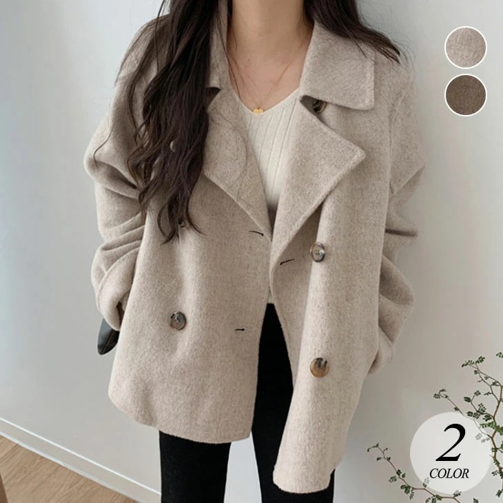 【2025新作 急速出荷】ショート丈 ウール コート レディース 秋 冬 防寒 保温 ダブルブレスト ウールジャケット アウター 羽織り シンプル きれいめ カジュアル 通勤 ビジネス OL 韓国ファ 7,711円