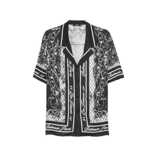 BALMAIN Men Shirts HH1HN130 VJ04 YKK BLACK WHITE