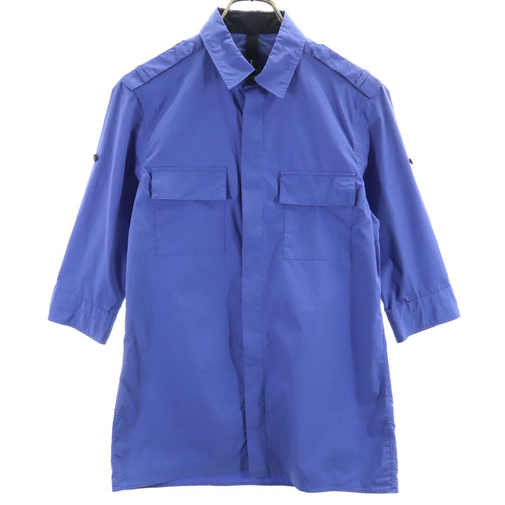 日本製 5分袖 シャツ 1 ブルー メンズ