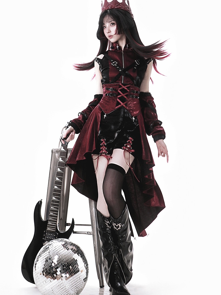 [ダークナイトローズ] ロリータ 機能性 ダーク ゴシック ロック パンク スタイル ロリータ ドレス