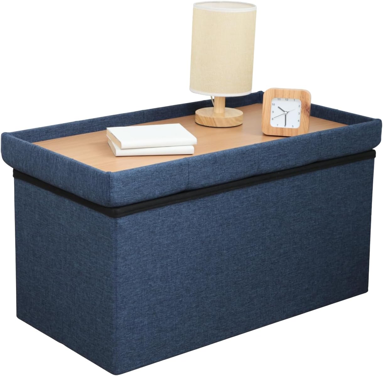 不二貿易 テーブルにもなる収納ベンチ 1台3役 幅70×奥行35×高さ35cm ネイビー 61496