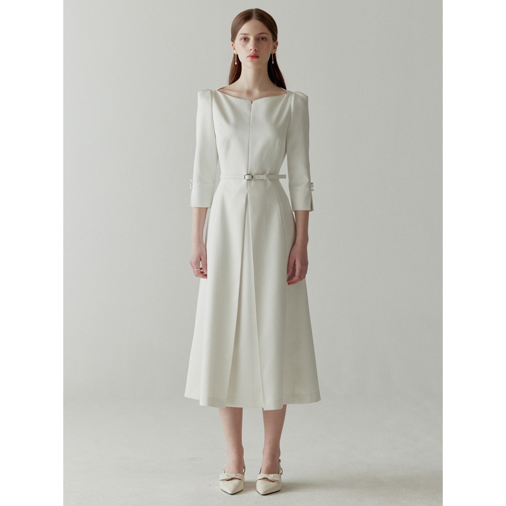 FLOLOOM サテンダイアナドレス (クリーム)