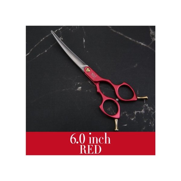 フェニスプロフェッショナルカラフルな6.5インチ湾曲グルーミングはさみペットシザー犬用猫 6.0 red