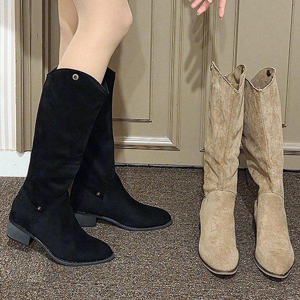 スエード 冬 女性 レディース アンクル ウェスタン ロングブーツ 4.5cm sjcc 159_P409796076