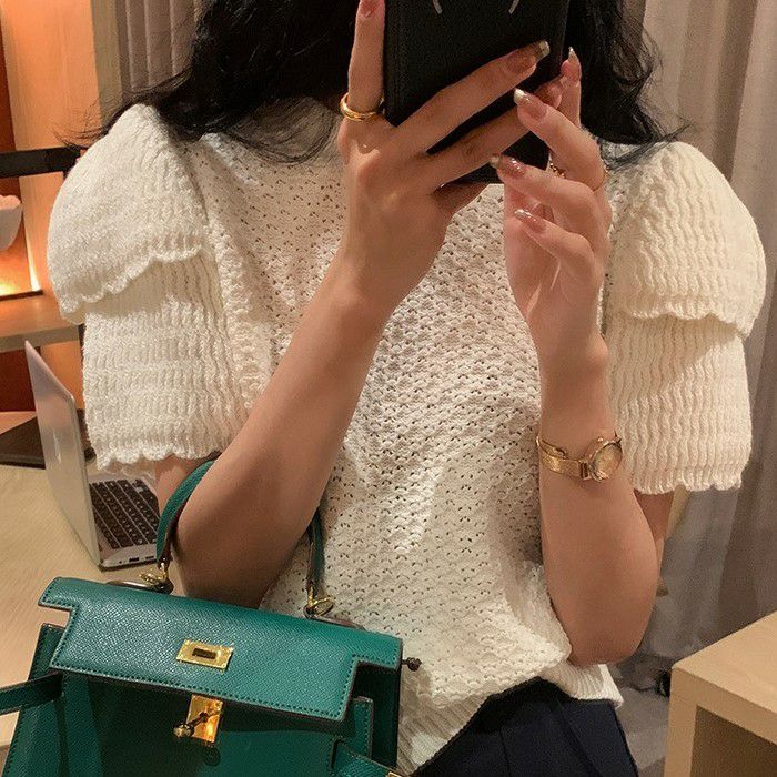 2024 SS 新作 4color レイヤード パフスリーブ サマーニット 5,444円