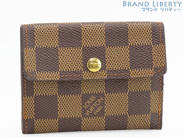 美品ルイヴィトンダミエラドローコインケースWホック財布両面財布コンパクト財布カードケースダークブラウンN62925