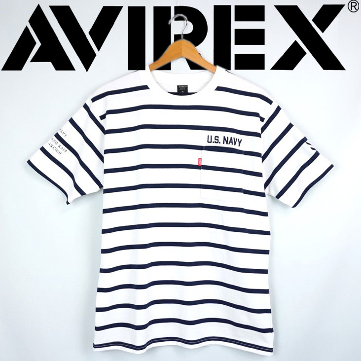 AVIREX アヴィレックス ボーダー 半袖 ネイバル ポケット Tシャツ S/S NAVAL POCKET T-SHIRT ポケット半袖Ｔ デザイン プルオーバー 783-5934011