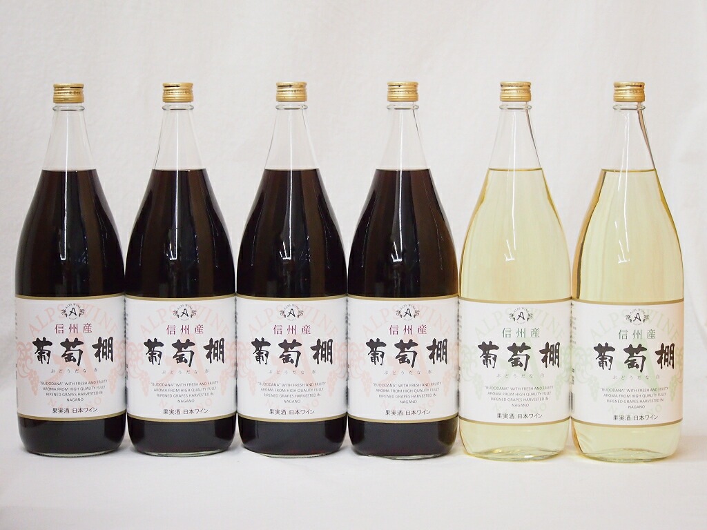 信州産葡萄棚セット 赤ワイン4本 白ワイン2本 中口(長野県)1800ml6