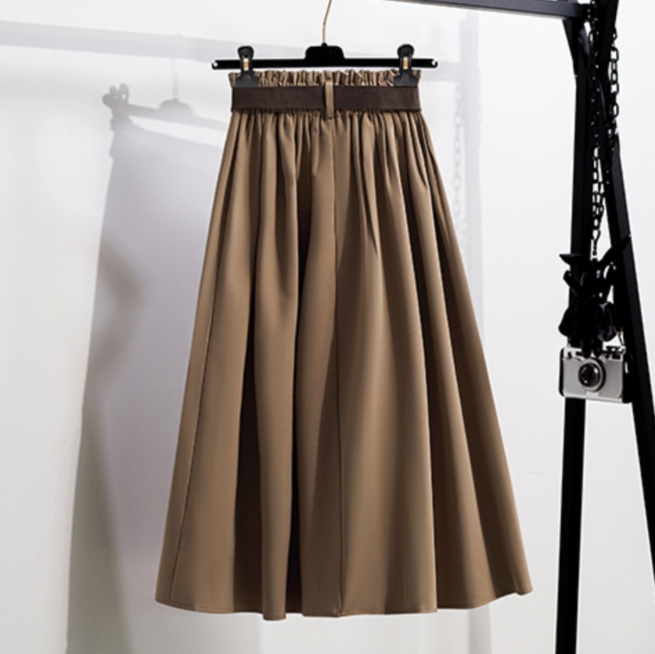 スカート デート フレアワンピース ミモレ ミモレ丈 ハイウエスト 春 夏 秋 冬 オールシーズン 個性的 ベージュ ブラック L XL 2XL 3XL 4XL レトロ スタイルアップ こなれ感