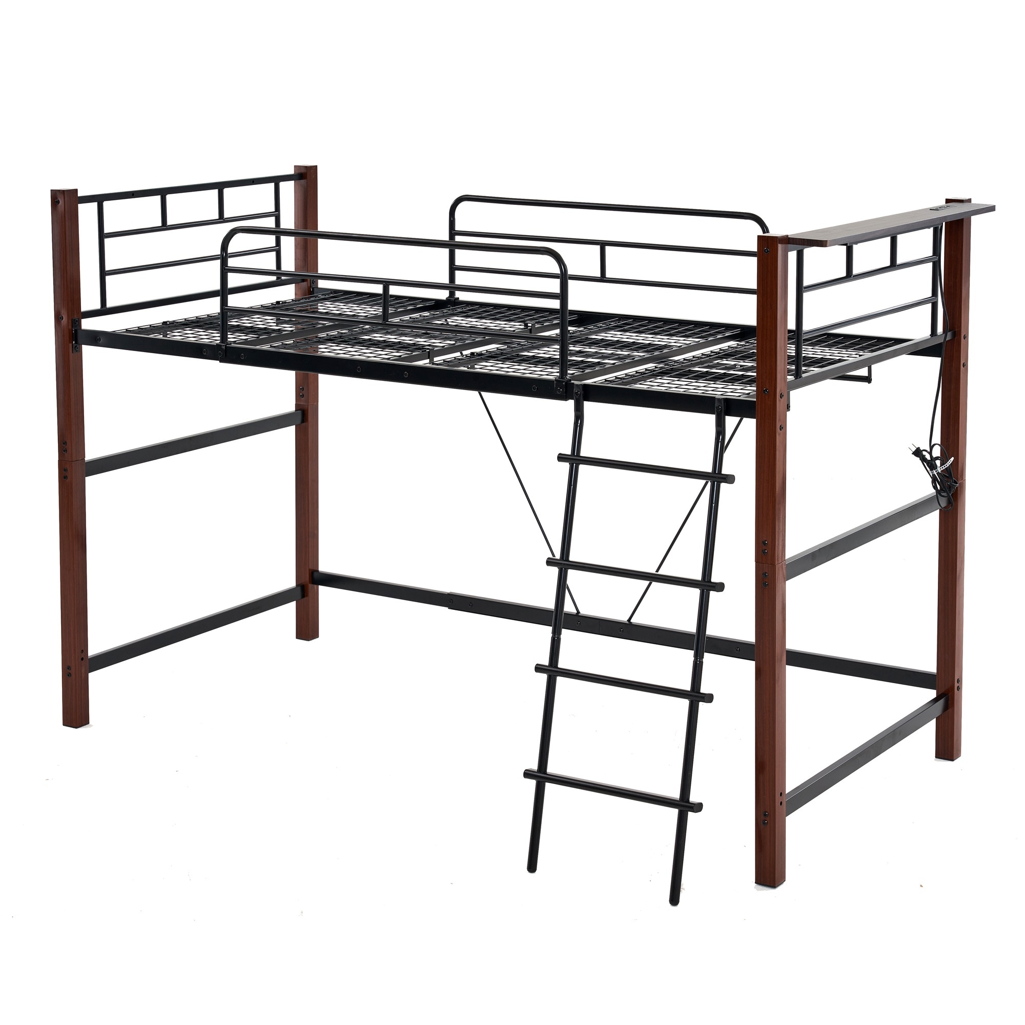 【国内発送 無-送料】116【高さ140cm】ロフトベッド パイプベッド シングル 耐荷重150kg システムベッド ロータイプ ミドルタイプ 棚 収納 北欧風 大人 一人暮らし ハンガーポール4本付