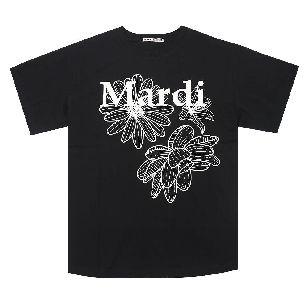Tシャツ TSHIRT TRIPLE FLOWER BLACK IVORY 半袖 レディース 韓国 ファッション アパレル