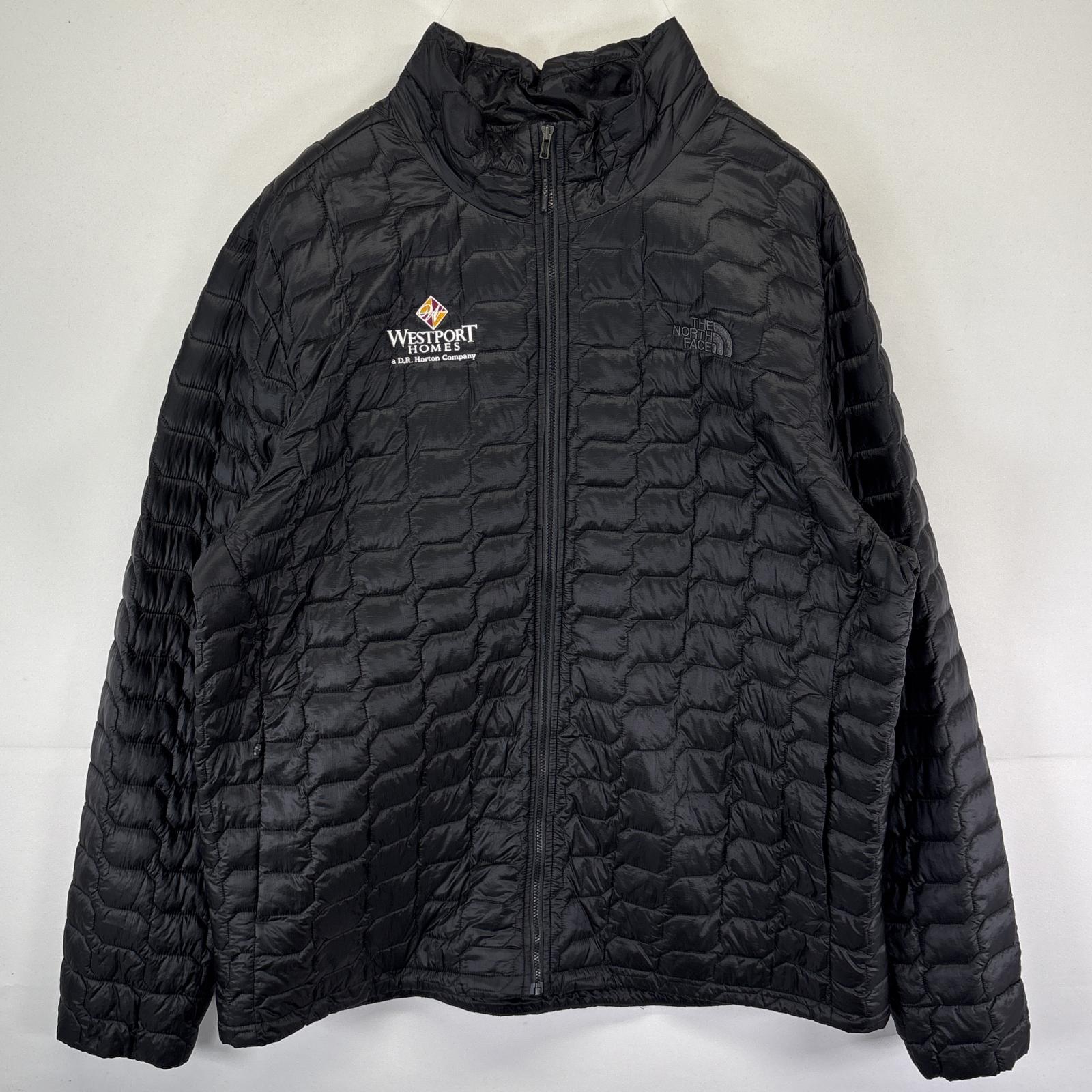 古着 ナイロンジャケット 中綿キルティングジャケット フルジップ 企業ロゴ XXL ブラック メンズ