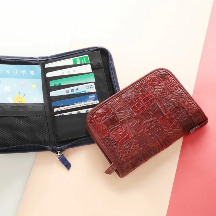 クロコダイルレザーマルチケースパッチワーク本革