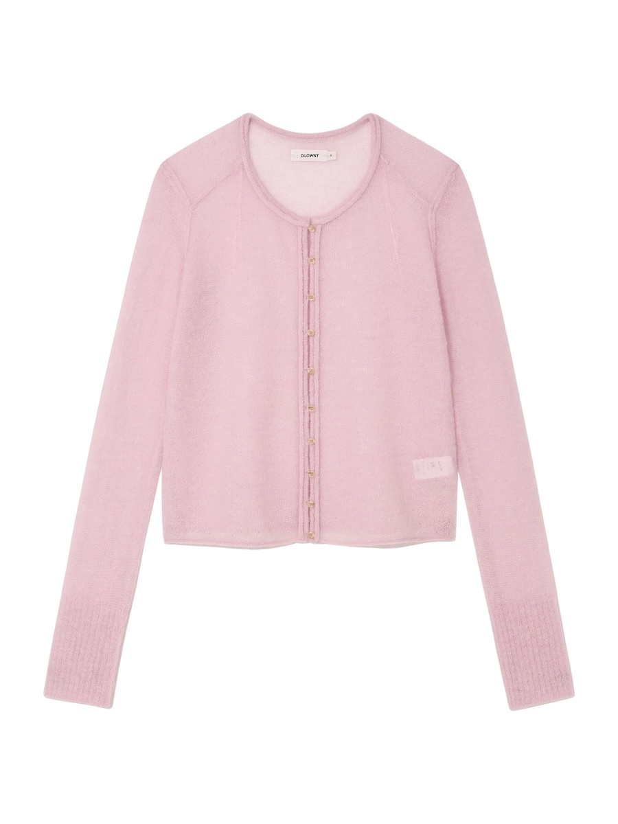 【GLOWNY】 HOUSE BUTTON CARDIGAN : PINK