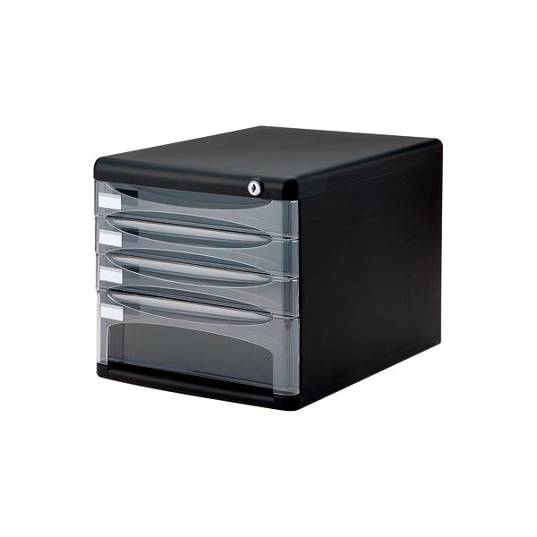 (業務用セット)ナカバヤシ セキュリティ デスクトップケース 書類ケース4段 A4-SK4D ブラック(×2セット)