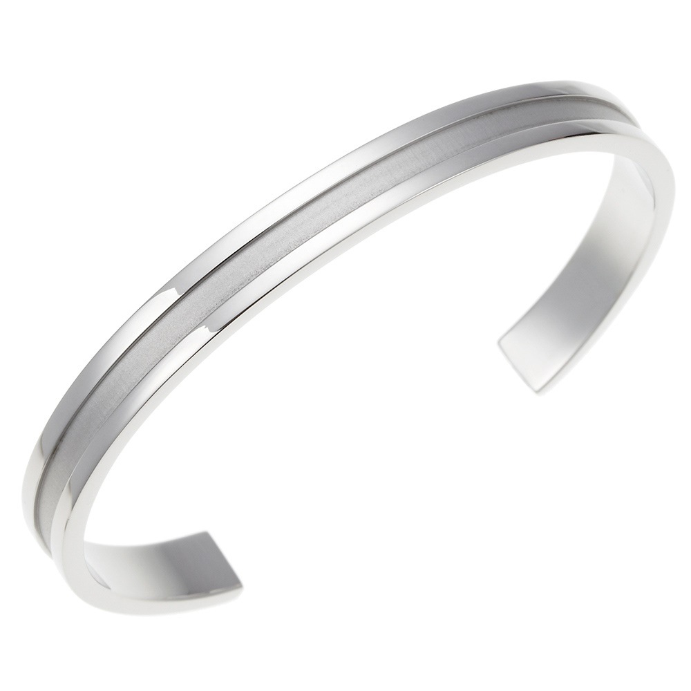 メンズブレスレット グレーのラインが入ったバングル サージカルステンレス SUS316L vie 専用box 袋付き ペアにも 低アレルギー プレゼント ギフト