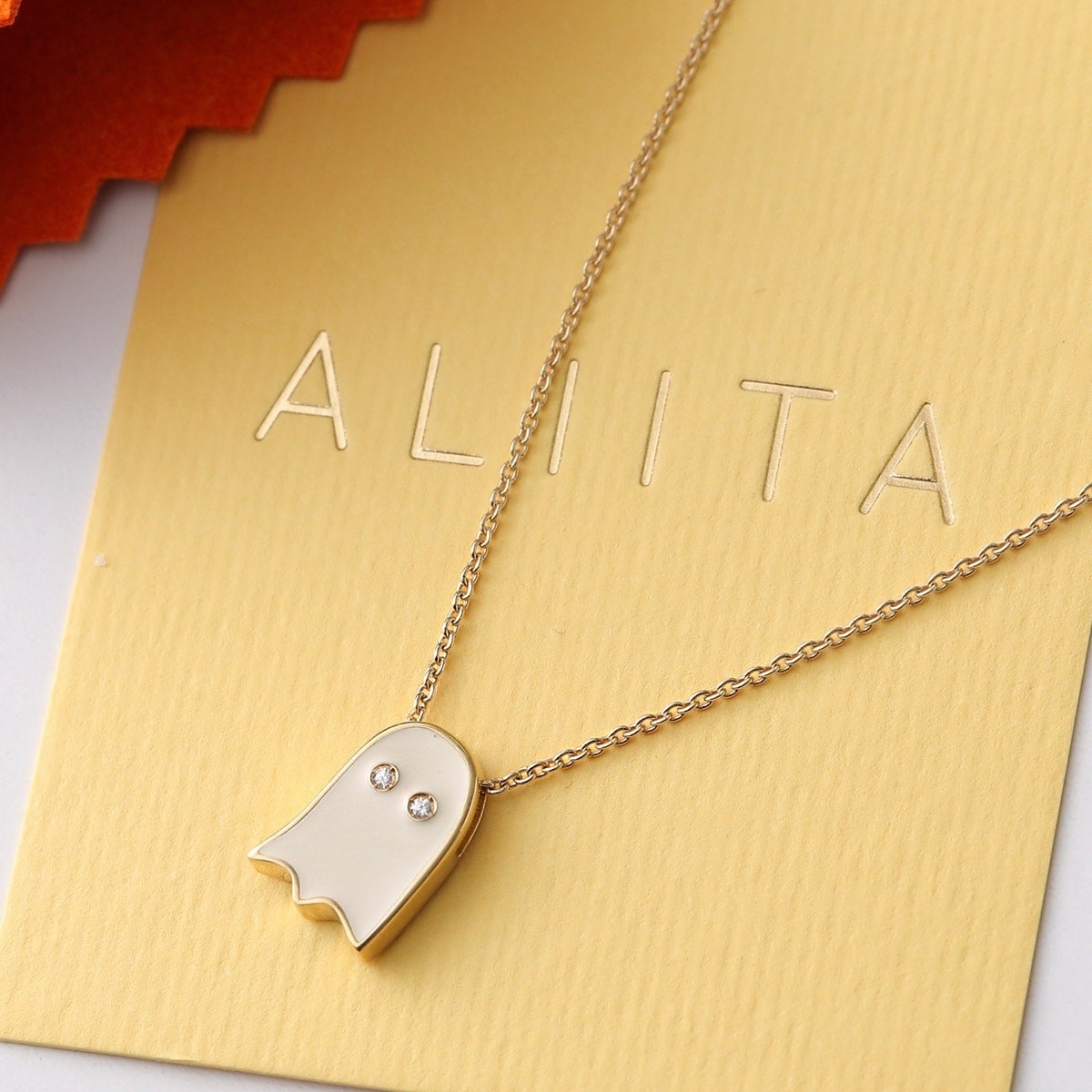 ALIITA アリータ ネックレス FANTASMA BRILLANTE ENAMEL NECKLACE レディース オバケ モチーフ エナメル ダイヤモンド アクセサリー A0600/PANNA