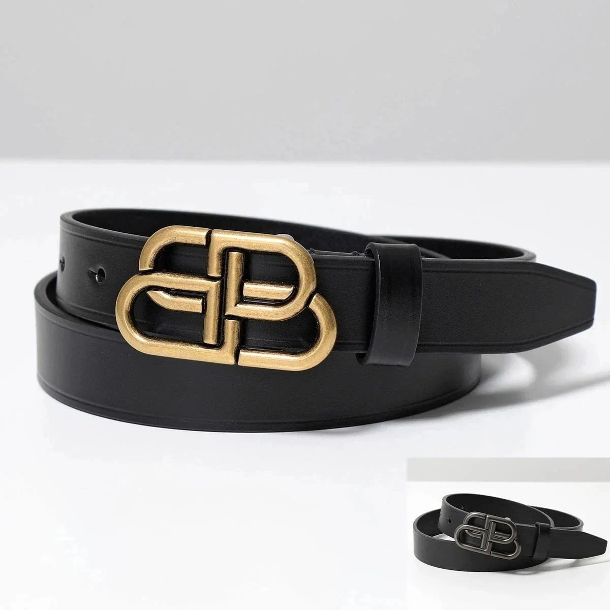 BALENCIAGA バレンシアガ ベルト BB THIN BELT 581690 1CH04 1CH0J レディース BBロゴ レザー ナローベルト 1000